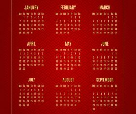 Chinese new year 2019 calendar red template vector 03