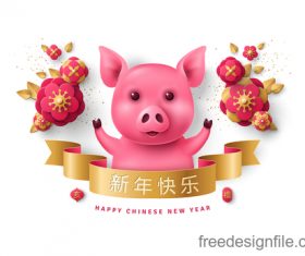 Chinese pig year 2019 festival design vector 01