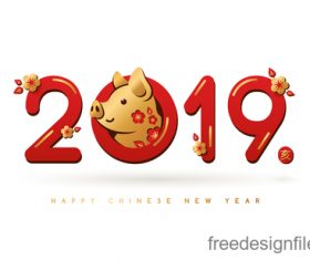 Chinese pig year 2019 festival design vector 04