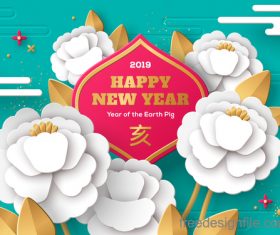 Chinese pig year 2019 festival design vector 11