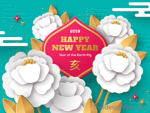 Chinese pig year 2019 festival design vector 11