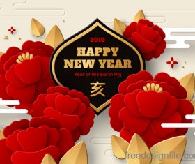 Chinese pig year 2019 festival design vector 12