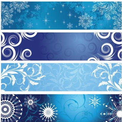 Christmas Banners with Snowflakes shiny vector
