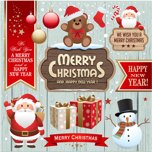 Christmas Colorful Elements shiny vector