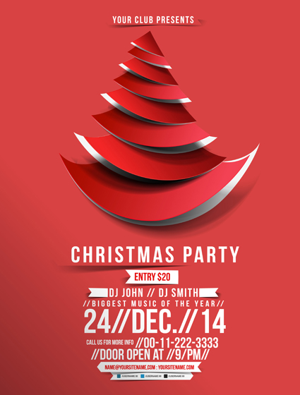 Christmas Party poster 1 design vectors free download