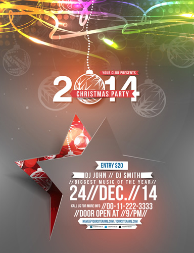 Christmas Party poster 3 design vector