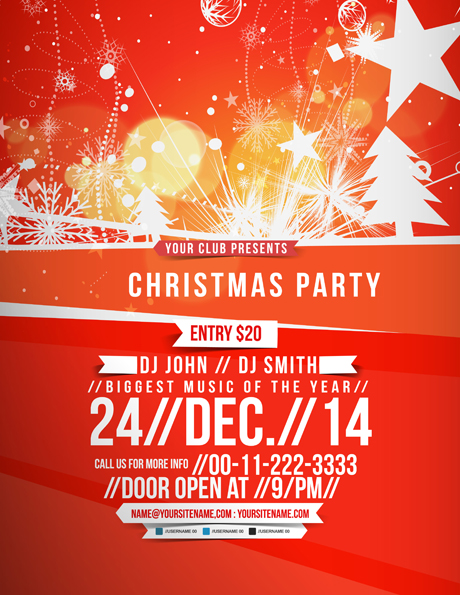 Christmas Party poster 4 design vector free download