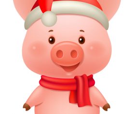 Christmas Piggy cartoon character vector illustration 01