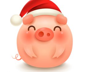 Christmas Piggy cartoon character vector illustration 07