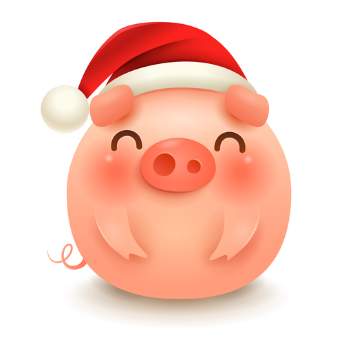 Christmas Piggy cartoon character vector illustration 07