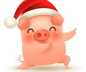 Christmas Piggy cartoon character vector illustration 08