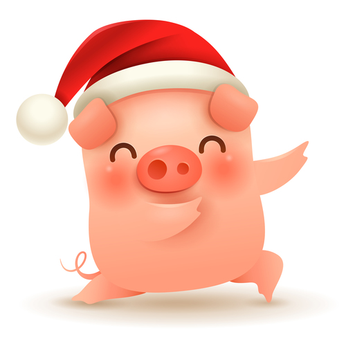 Christmas Piggy cartoon character vector illustration 08