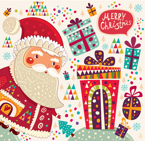 Christmas SantGifts cards 2 design vector