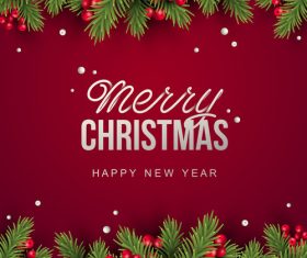 Christmas background with holly vectors 01