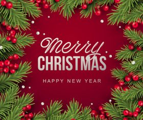 Christmas background with holly vectors 02