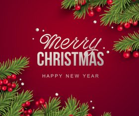 Christmas background with holly vectors 03