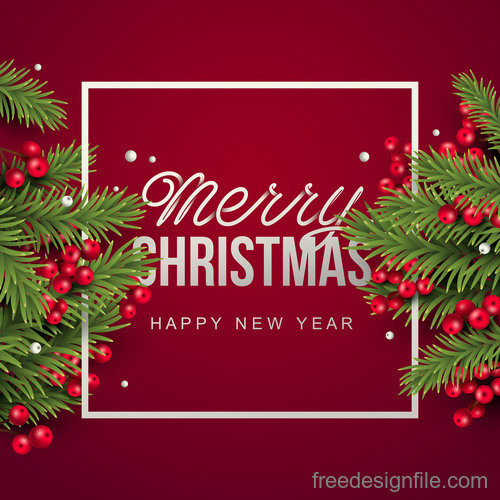 Christmas background with holly vectors 06 free download
