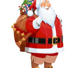 Christmas bag of gift with santa claus vector