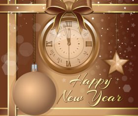 Christmas ball and vintage wall clock vector