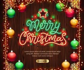 Christmas balls frame with wood wall vector