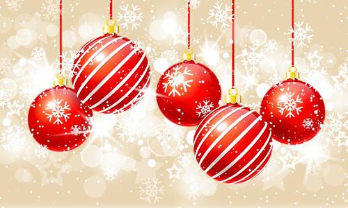 Christmas balls with xmas blurs background vector 01
