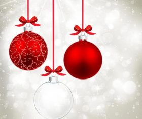 Christmas balls with xmas blurs background vector 02