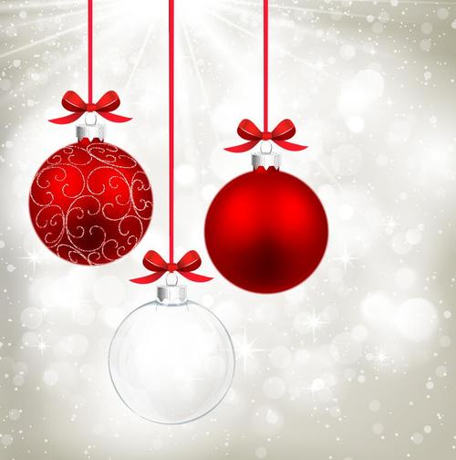Christmas balls with xmas blurs background vector 02