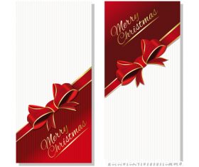 Christmas banner with gold lettering and red ribbon vector material 02