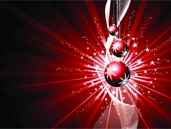Christmas baubles and red background 1 vector