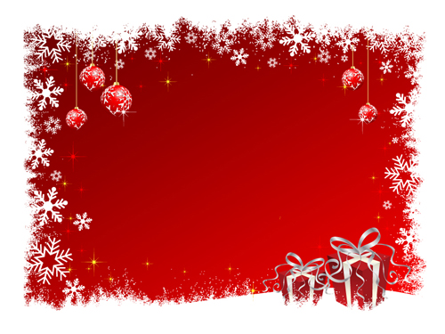 Christmas baubles and red background 2 vector