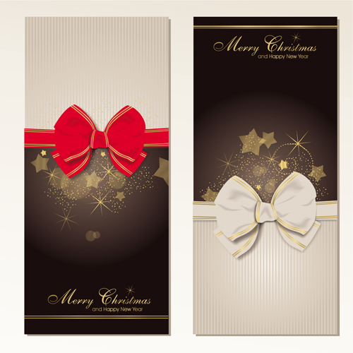 Christmas bow cards 1 design vector