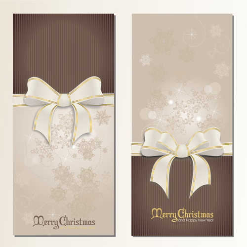 Christmas bow cards 2 design vector