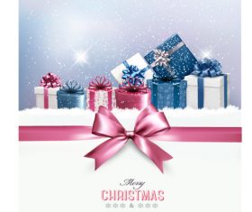 Christmas card with festvial gift boxs vector