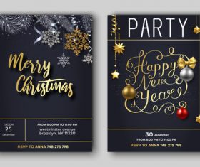 Christmas december 25 party flyer with poster template vector 01
