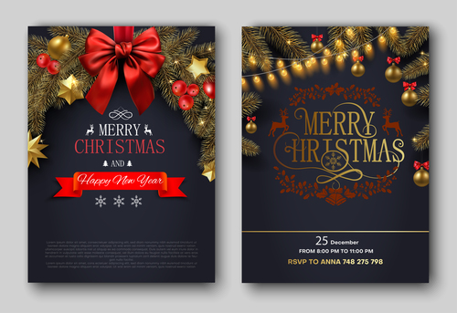 Christmas december 25 party flyer with poster template vector 02