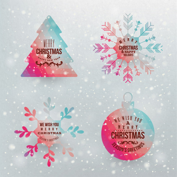 Christmas elements labels 1 vector