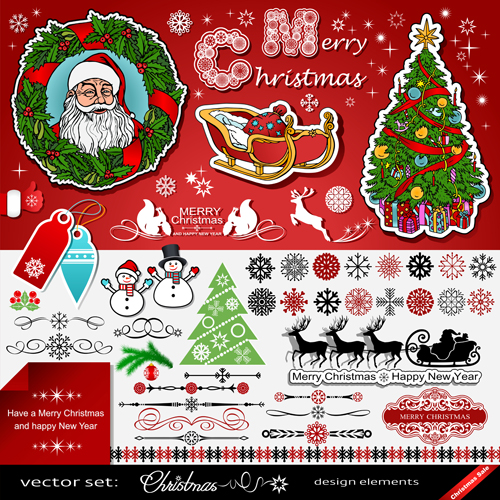 Christmas elements set vector