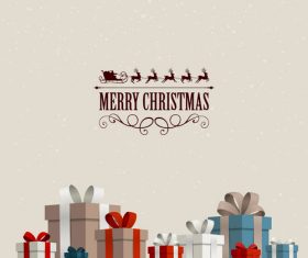 Christmas gift card and gray background vectors 01