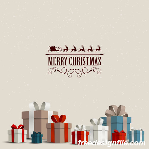 Christmas gift card and gray background vectors 01