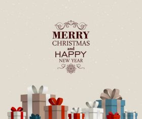 Christmas gift card and gray background vectors 02