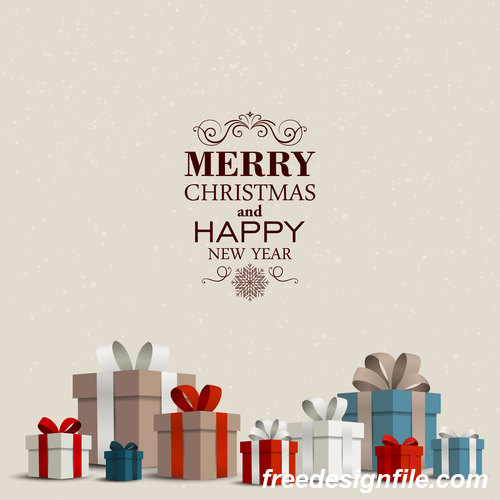 Christmas gift card and gray background vectors 02