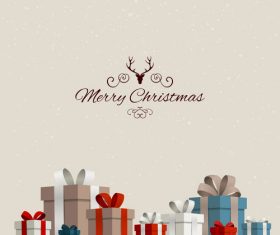 Christmas gift card and gray background vectors 03