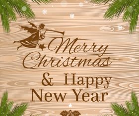 Christmas greeting card with angel and branches vector