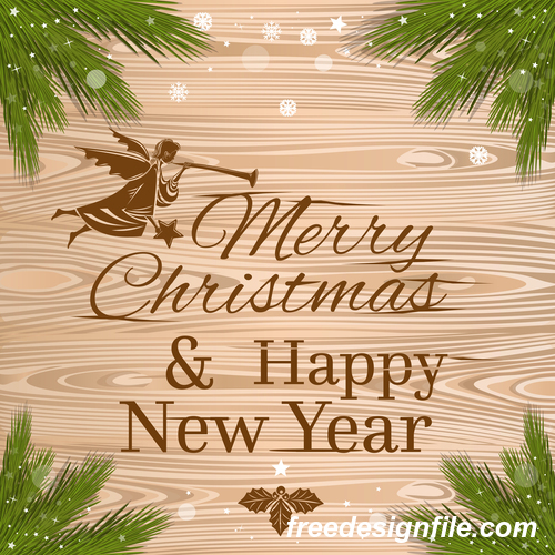Christmas greeting card with angel and branches vector