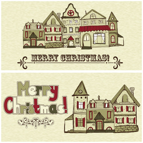 Christmas houses vector
