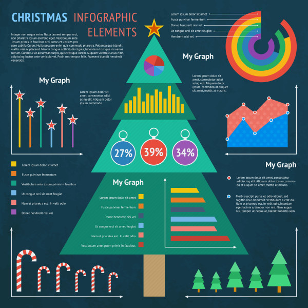 Christmas infographics design vectors