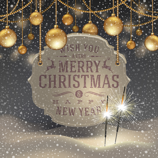 Christmas labels and christmas background vector