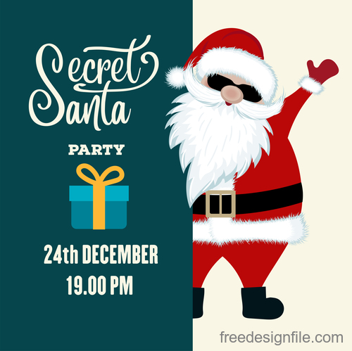 Christmas party flyer with santa vectors free download