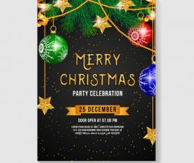 Christmas party poster or flyer template vector 03