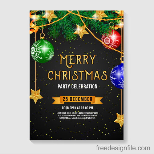 Christmas party poster or flyer template vector 03